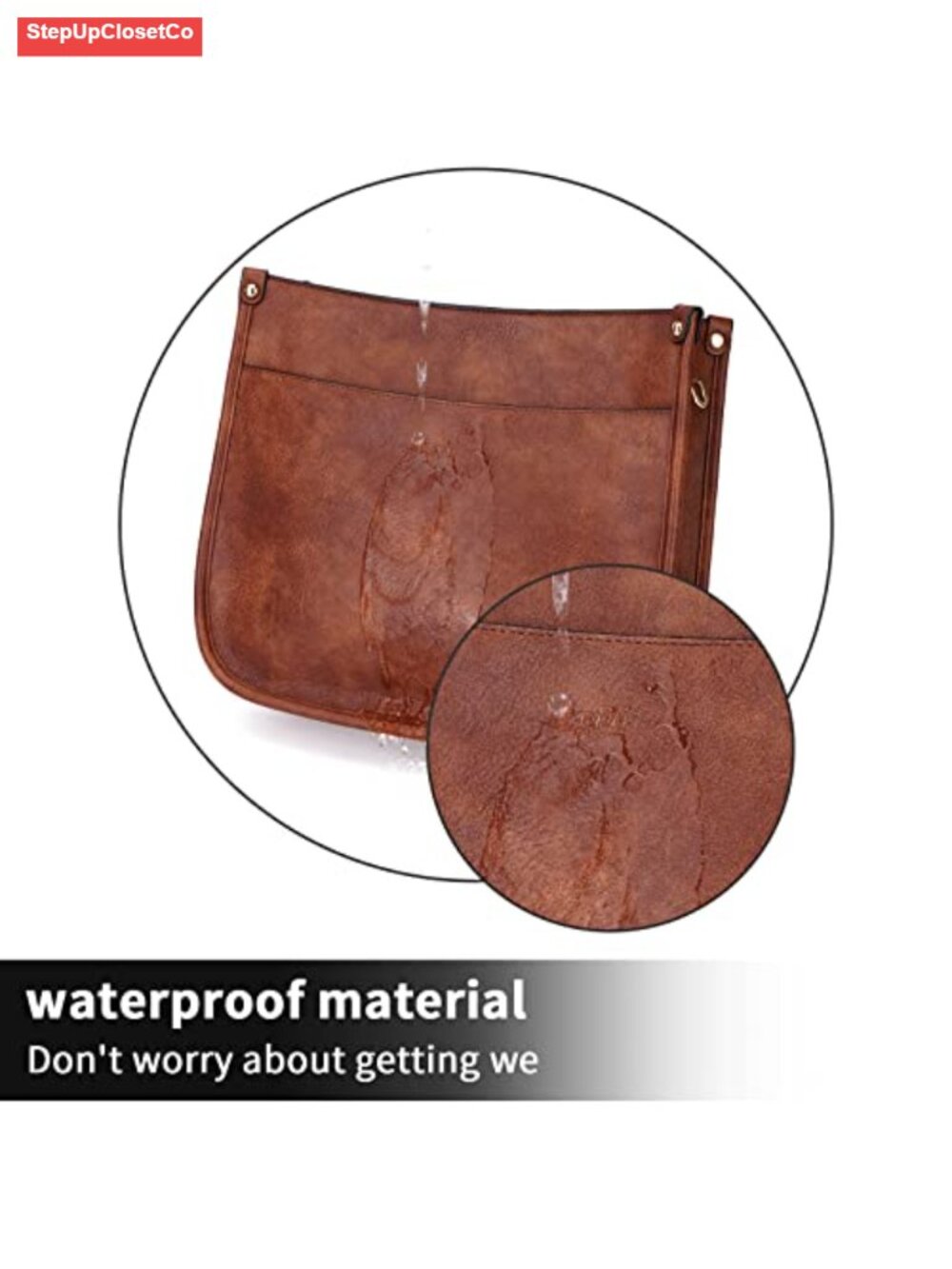 Women's Vegan Leather Hobo Crossbody Bag with 2 Adjustable Guitar Straps Gold - Picture 5 of 6